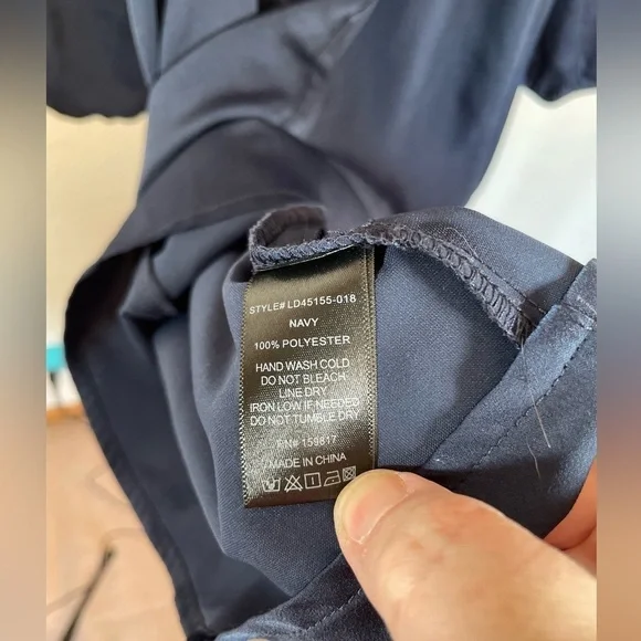 Altar’d State Navy Blue Silky Long Sleeve Mini Dress - Picture 7 of 7